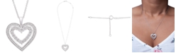 Macy's Diamond Heart Adjustable Pendant Necklace (1/4 ct. t.w.) in Sterling Silver